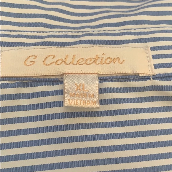 Blue and white striped top with flair sleeves - Picture 6 of 8